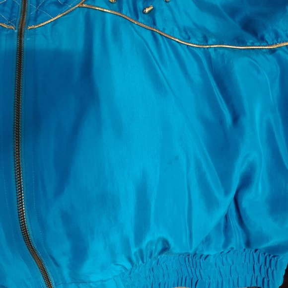 Vintage Turquoise 80s Silk Track Suit, Bocoo, large - Picture 7 of 7